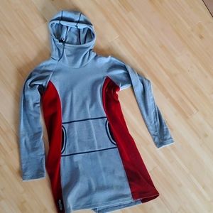 Gray and red melanazana dress.